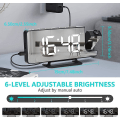 Miniatyrbillede 2 af 5: Projektionsvækkeur med 7,1 tommer LED-spejlskærm, digitalt ur USB-kabel bærbare vækkeure til soveværelse hjem