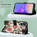 Miniatyrbillede 4 af 5: YB Mønsterprint Læder Serie-4 til Samsung Galaxy A15 4G Etui PU Læder Telefon Wallet Cover Multicolor Style G