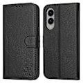 Miniatyrbillede 1 af 5: Til Samsung Galaxy S25 Edge Etui Glad Kat Mønster Præget Læder Wallet Telefon Cover Multicolor Black