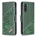 Pikkukuva 1 / 5: BF04 Yhdistetty krokotiilinnahkajäljitelmä puhelinkuori lompakkoteline Samsung Galaxy S21 FE 5G:lle Multicolor Style A