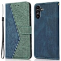 Miniatyrbillede 1 af 5: Farve Splice Tegnebog Stand Læder Telefon Cover med Håndledsrem til Samsung Galaxy A36 5G Multicolor Style B