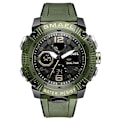 Miniatyrbild 1 av 5: Smael Dual Time Led Display Digital watch För män Vattentät Simning Quartz Sportklockor Auto Date Alarm Clock Armbandsur 8039 Green