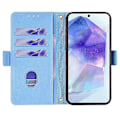 Miniatyrbillede 3 af 5: Læder Wallet Case med RFID-blokering og stativ til Samsung Galaxy A26 5G med håndrem - Grøn Multicolor Blue