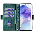 Miniatyrbillede 3 af 5: Læder Wallet Case med RFID-blokering og stativ til Samsung Galaxy A26 5G med håndrem - Multicolor Green