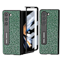 Miniatyrbild 1 av 5: För Samsung Galaxy Z Fold5 5g Kickstand Vikbart phone case Cross Texture Kohud Läder+PC cover Green
