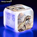 Miniatyrbild 3 av 4: Tyrannosaurus Dinosaurie Väckarklocka 7 färgbyte Multifunktions väckningstimer Barnrum Lysande elektronisk watch Present till barn dark gray