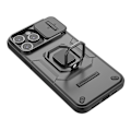 Miniatyrbilde 5 av 5: For iPhone 15 Pro Deksel med Støtte og Skyvbart Linsebeskyttelse PC+TPU Støtsikkert Robust Skall Multicolor Style A