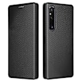 Pikkukuva 1 / 5: Sony Xperia 1 V -puhelimelle tarkoitettu PU-nahkainen suojakotelo jalustalla, hiilikuitukuvioinen korttipidike Multicolor Style A