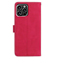 Pikkukuva 5 / 5: iPhone 16 Pro Max -kotelo, perhoskukka-kuvioitu PU-nahkainen lompakkokotelo jalustalla Multicolor Rose