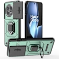 Pikkukuva 1 / 5: OnePlus Ace 5 Pro 5G/Ace 5 5G/13R 5G -kotelo PC+TPU jalustalla ja linssinsuojuksella Multicolor Green