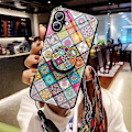 Miniatyrbild 4 av 5: Skal till iPhone 16 Plus med Stöd Etniskt Mönster Härdat Glas Telefonskydd med Rem Multicolor Checkered Pattern