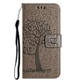 Miniatyrbillede 4 af 5: Til Samsung Galaxy A05 4G Etui Ugle Træ Præget Læder Telefon Cover med Pung Multicolor Style H