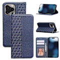 Miniatyrbild 5 av 5: Plånboksfodral för iPhone 16 Pro Max Stark Magnetisk Rutmönstrad Präglad Läder Flip Cover Multicolor Blue