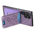 Miniatyrbillede 3 af 5: Til Samsung Galaxy S24 Ultra Etui Præget Mønster Kortholder Støtteben Læder Bagcover Multicolor Style B