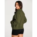 Miniatyrbillede 3 af 3: Dame Sweatshirts Halv Lynlås Cropped Pullover Fleece Kvart Lynlås Hættetrøjer Efterårsoutfits Tøj Tommelfingerhul Armygreen Large