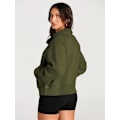 Miniatyrbillede 3 af 3: Dame Sweatshirts Halv Lynlås Cropped Pullover Fleece Kvart Lynlås Hættetrøjer Efterårsoutfits Tøj Tommelfingerhul Armygreen X-Large