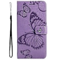 Miniatyrbild 2 av 5: KT Imprinting Flower Series-2 Präglad Fjäril Magnetlås Ställ Plånbok PU Läder Telefon