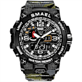 Miniatyrbild 1 av 5: Smael Dual Display Digital Led Watch Pointer Typ Quartz Elektriska klockor Relogio Masculino Uomo Sportklocka 1545 CAMOARMYGREEN