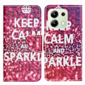 Pikkukuva 1 / 5: Xiaomi Redmi Note 13 4G Lompakkokotelo PU-nahkaa Kuvioitu Puhelinkotelo Ristikkäinen Tekstuuri Multicolor Keep Calm and Sparkle