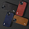 Miniatyrbild 3 av 3: För Iphone 15 Plus case Pu-läderbelagd Tpu+pc Cowhide Texture Cover Red