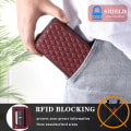 Miniatyrbild 5 av 5: Rfid-blockerande phone case för Iphone 13 6.1" Case Anti-drop Pu+tpu telefonskal med remmar Wine Red