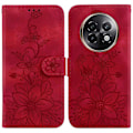 Miniatyrbillede 1 af 5: For Realme 13+ 5G Etui Lily Blomst Præget Læder Telefon Cover med Støttefod Multicolor Style F