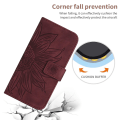 Miniatyrbillede 5 af 5: Ht04 PU Læder Telefon Cover Til Oppo Reno10 Pro+ 5g Solsikke Præget Pung Stand Cover Med Skulderrem Wine Red
