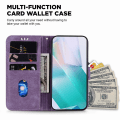 Miniatyrbillede 3 af 5: Til Zte Blade A72/blade V40 Vita Magnetisk Lukning Beskyttende Etui Præget Lædercover Med Tegnebog Purple