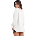 Pikkukuva 4 / 5: Naisten pitkähihainen paita V-kaula-aukko Olkapäät paljaana Ylisuuri neulepusero Löysä High Low Syksy Tunika Topit White Medium