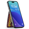 Miniatyrbillede 3 af 5: FIERRE SHANN iPhone 16 Pro Etui Kortholder Støtteben Læder RFID-blokering Bagcover Multicolor Style D