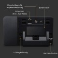 Miniatyrbild 5 av 5: Projektionsväckarklocka, reseväckarklocka med projektions- USB anslutning Inomhustemperatur och luftfuktighet Bordsklocka Snooze-funktion Tw