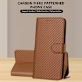 Miniatyrbillede 3 af 5: For iPhone 17 Pro Max Wallet Case med Rem Kulfibertekstur Læder Mobilcover Multicolor Coffee