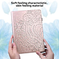 Miniatyrbild 4 av 5: För Amazon Fire Max 11 Pu Läder Case Korthållare Mönstertryckt Stativ Cover Rose Gold