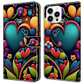 Miniatyrbillede 1 af 5: PU-læder flipcover med stativfunktion til iPhone 16 Pro Multicolor Style B