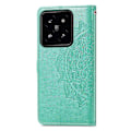 Miniatyrbillede 4 af 5: Til Xiaomi 14T Etui Mandala Præget Design Læder Wallet Telefon Cover- Multicolor Green