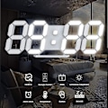 Miniatyrbild 1 av 2: 3D LED digital väggklocka Stor lysande väckarklocka Ljudfri snoozefunktion Justerbar ljusstyrka