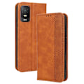 Miniatyrbild 5 av 5: För Tcl 403 Retro cover Magnetisk Pu-läderställ Case Brown