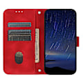 Miniatyrbillede 2 af 5: Til Samsung Galaxy S25 Edge Etui Præget Linje Læder Telefon Cover med Praktisk Rem Multicolor Red