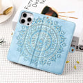 Miniatyrbild 5 av 5: Stil 016 Skinnfodral för iPhone 16 Pro Max med Totemtryck och Plånboksfunktion - Svart Multicolor Lake Blue