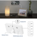 Miniatyrbillede 3 af 5: Digitalt Vækkeur Stort Spejl LED Ur Snooze Funktion Dæmpningstilstand Sengelampe Ur Til Soveværelsesindretning - hvid