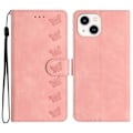 Miniatyrbillede 1 af 5: Til iPhone 13 6.1 tommer Sommerfugl Præget PU Læder Stand Telefon Etui Wallet Shell