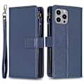 Miniatyrbillede 1 af 5: BF Style-19 PU Læder Telefon Cover Flip Wallet Stand med Lynlåslomme til iPhone 15 Pro Max Multicolor Style B