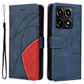 Miniatyrbillede 1 af 5: KT Læder Serie-1 Til Xiaomi 14T Læder Etui Farvesplejsning Telefon Cover Wallet Stand Multicolor Style B
