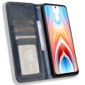 Miniatyrbild 2 av 5: För Oppo A79 5g / A2 5g Case Retro Pu Läder Magnetisk automatiskt stängande cover Blue