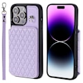 Miniatyrbild 1 av 5: Phone case för Iphone 15 Pro Max Rfid Blocking Pu Läderbelagd TPU-skal med handledsrem Purple