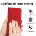 Miniatyrbilde 4 av 5: For Samsung Galaxy A22 5G (EU-versjon) HT04 Innprentet Solsikke PU-Lær Smartphone Deksel Stativ Fallsikker Hudvennlig Telefon Lommebok Etui Med Skulderstropp Red