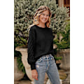 Miniatyrbillede 4 af 5: Dame 2023 Vinter Pullover Sweater Afslappet Langærmet Rund Hals Løs Tyk Strikket Jumper Toppe Bluse Black Large