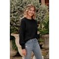 Miniatyrbillede 4 af 5: Dame 2023 Vinter Pullover Sweater Afslappet Langærmet Rund Hals Løs Tyk Strikket Jumper Toppe Bluse Black X-Large