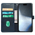 Miniatyrbillede 2 af 5: Kalveskinds tekstur læder etui med stativ i bogstil til iPhone 16 Pro Max Multicolor Style D