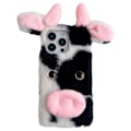 Miniatyrbilde 1 av 5: For iPhone 16 Pro Deksel Fluffy Cows Ear Anit-Drop Myk TPU Telefon Deksel Multicolor Style A